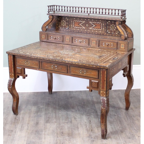 13 - A superb quality highly decorative Syrian or North African Moorish Mashrabiya style desk, dated 1930... 