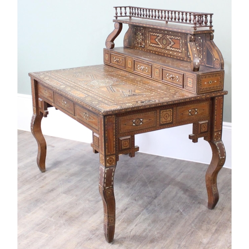 13 - A superb quality highly decorative Syrian or North African Moorish Mashrabiya style desk, dated 1930... 