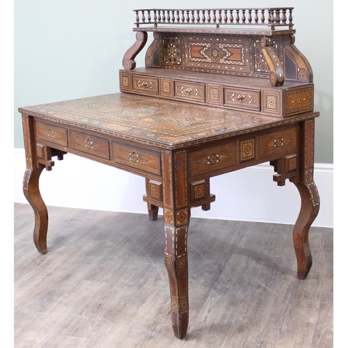 13 - A superb quality highly decorative Syrian or North African Moorish Mashrabiya style desk, dated 1930... 