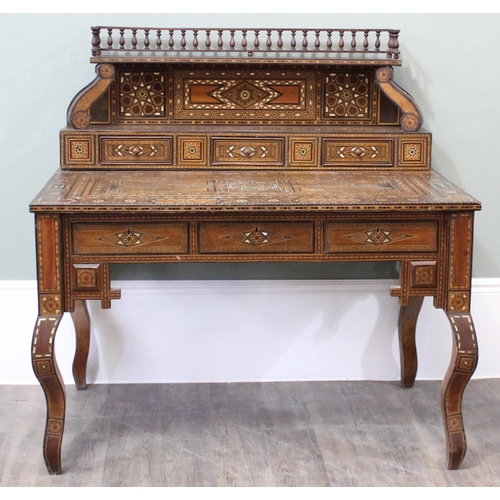 13 - A superb quality highly decorative Syrian or North African Moorish Mashrabiya style desk, dated 1930... 