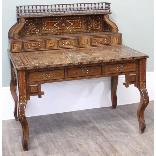 13 - A superb quality highly decorative Syrian or North African Moorish Mashrabiya style desk, dated 1930... 