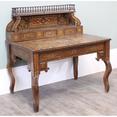 13 - A superb quality highly decorative Syrian or North African Moorish Mashrabiya style desk, dated 1930... 