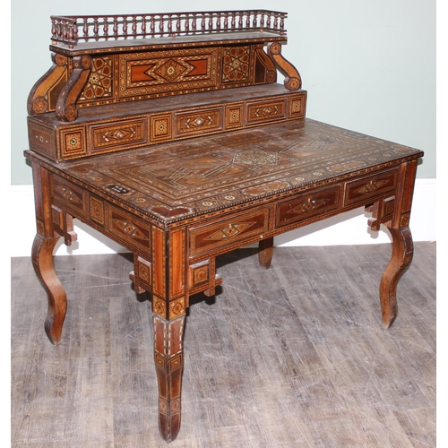 13 - A superb quality highly decorative Syrian or North African Moorish Mashrabiya style desk, dated 1930... 