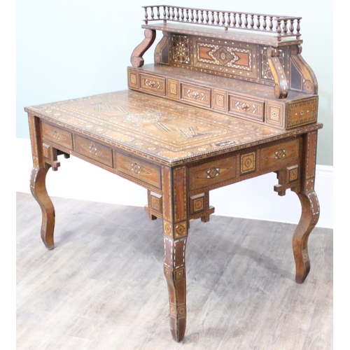 13 - A superb quality highly decorative Syrian or North African Moorish Mashrabiya style desk, dated 1930... 