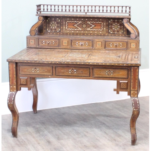 13 - A superb quality highly decorative Syrian or North African Moorish Mashrabiya style desk, dated 1930... 