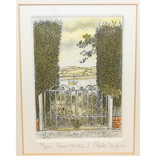 444 - Sheila Stafford - 2 vintage limited edition coloured etchings entitled 