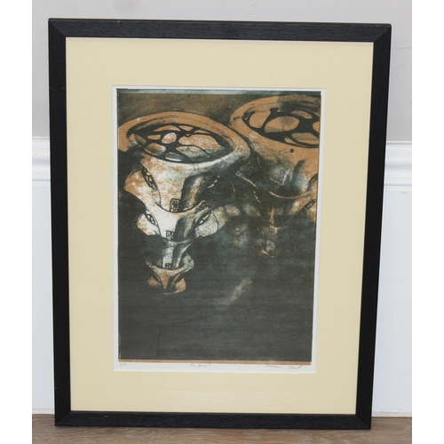 447 - An unusual abstract signed print entitled 