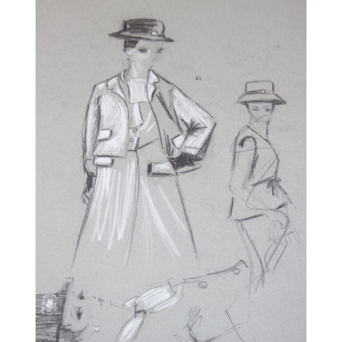 450 - A large qty of assorted vintage sketches and life drawings of people and fashions, mainly pencil ske... 