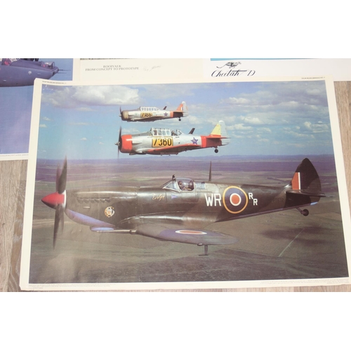 452 - Qty of assorted vintage military plane and aviation related prints, all unframed, one signed in penc... 