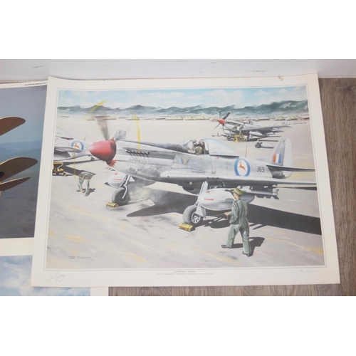 452 - Qty of assorted vintage military plane and aviation related prints, all unframed, one signed in penc... 