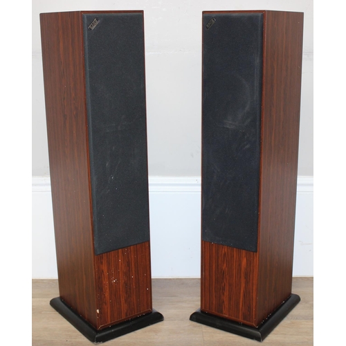 736 - A pair of Acoustic Energy 100 Series model AE 109 floor standing speakers with rosewood effect cabin... 