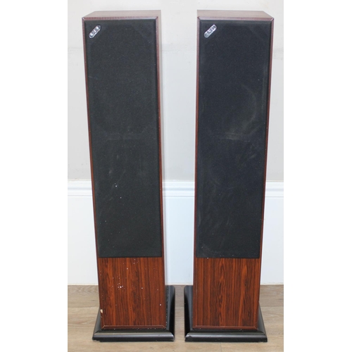 736 - A pair of Acoustic Energy 100 Series model AE 109 floor standing speakers with rosewood effect cabin... 