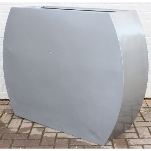 322 - Large grey coloured garden planter of bulged curved form, approx 116cm W x  36cm D x 91cm H