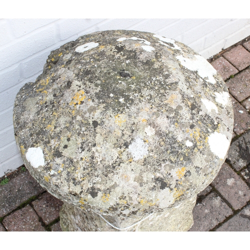 338 - A large carved stone staddle stone with top, approx 48cm W x 63cm H