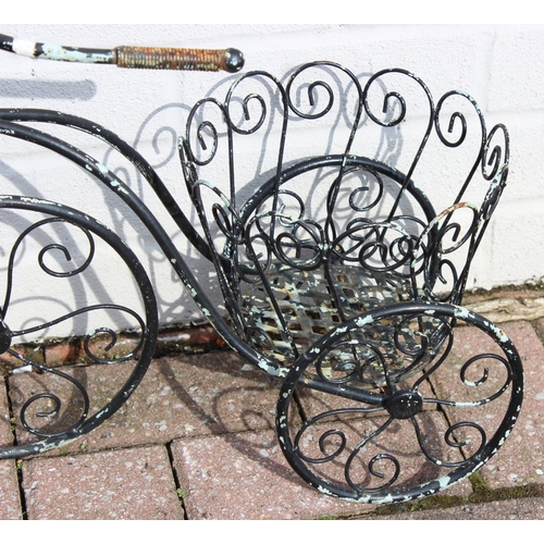 344 - 4 pieces of garden metalware to inc a folding metal chair, a similar table a small bicycle planter a... 