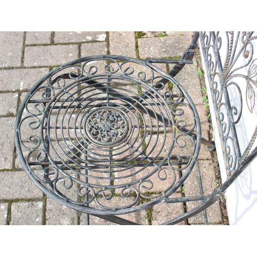 344 - 4 pieces of garden metalware to inc a folding metal chair, a similar table a small bicycle planter a... 