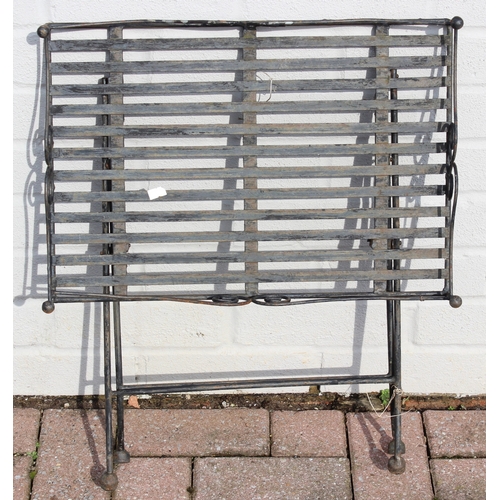 344 - 4 pieces of garden metalware to inc a folding metal chair, a similar table a small bicycle planter a... 