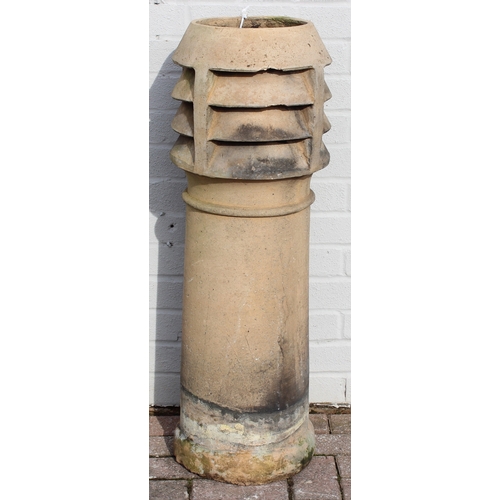 345 - Vintage clay vented chimney pot, approx 36cm W x 92cm H