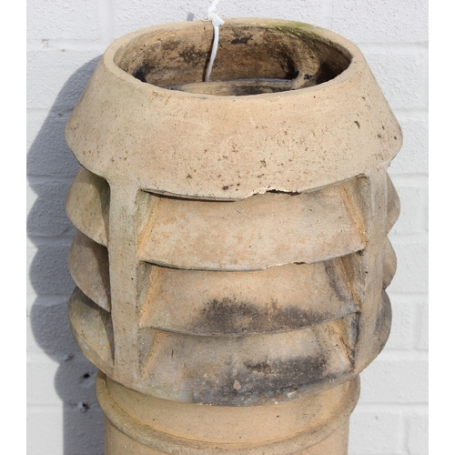 345 - Vintage clay vented chimney pot, approx 36cm W x 92cm H