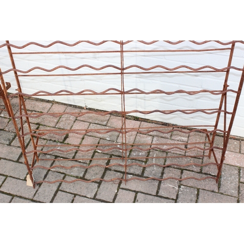 349F - 2 wall mountable weathered metal wine racks, largest approx 100cm W x 31cm D x 123cm H