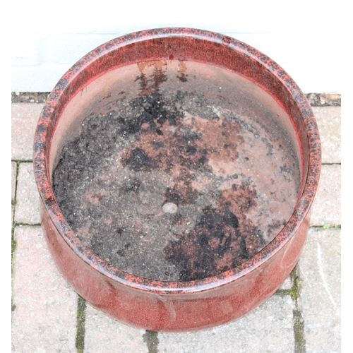 349I - 3 various size and shaped garden pots, largest approx 36cm W x 52cm H