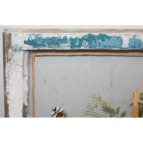 402A - A vintage hand painted caravan window panel 