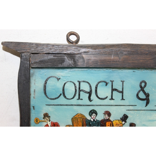 402B - An unusual vintage reverse painted glass panel in the manner of a pub sign 