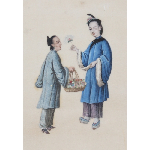 412A - A pair of Chinese gouache watercolours on rice paper, one depicting an Emperor or Court Official and... 