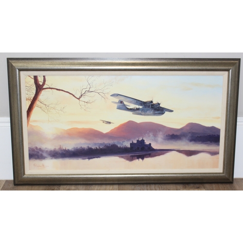 451A - Stephen Brown - Headline for the Convoys, original oil on canvas of 2 Catalina flying boats over Kil... 