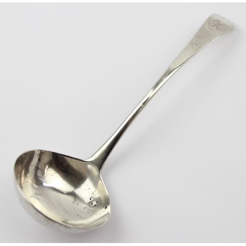 1010 - [38.54g] - a Georgian silver toddy or sauce ladle, London 1786 by Hester Bateman, 18cm wide, weights... 