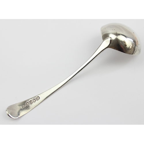 1010 - [38.54g] - a Georgian silver toddy or sauce ladle, London 1786 by Hester Bateman, 18cm wide, weights... 