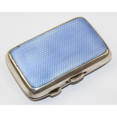 1099D - [80.99g] - a super quality silver and blue guilloche enamel cigarette case, Birmingham 1920 by I M H... 