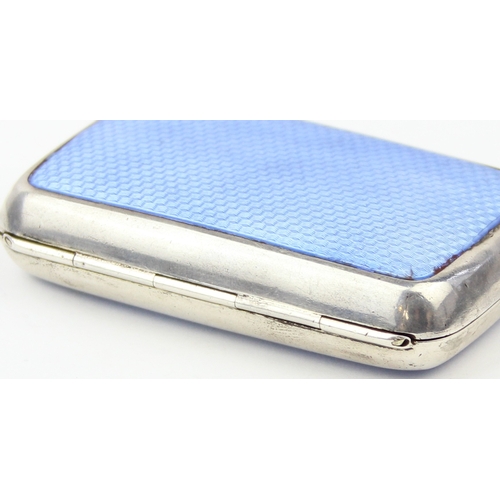 1099D - [80.99g] - a super quality silver and blue guilloche enamel cigarette case, Birmingham 1920 by I M H... 