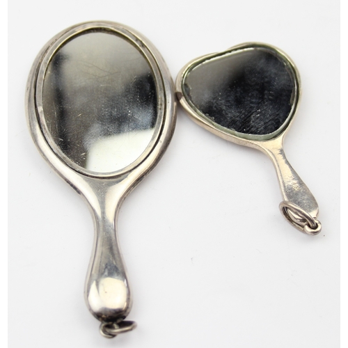 1099I - 2 silver chatelaine mirrors, one marked for Birmingham 1913, a small silver topped and mother of pea... 