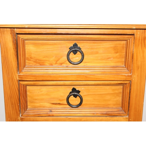 59 - A modern pine 7-drawer chest of drawers with iron ring handles, approx 49cm x 42cm x 114cm