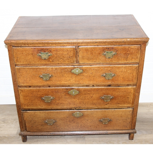 3 - A Georgian oak two over three chest of drawers with brass fittings, likely 18th century, 95cm x 53cm... 