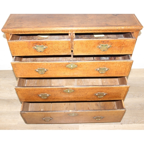 3 - A Georgian oak two over three chest of drawers with brass fittings, likely 18th century, 95cm x 53cm... 