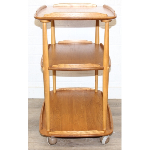 8 - Ercol - a retro 3-tiered Ercol Windsor trolley, blonde finish, approx 71cm wide x 47cm deep x 78cm t... 