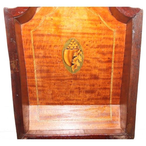 274 - An antique mahogany serpentine-fronted knife box with inlaid details, early 19th century, lacking in... 