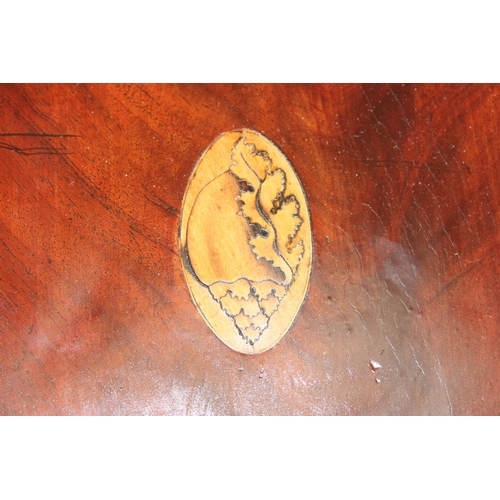 274 - An antique mahogany serpentine-fronted knife box with inlaid details, early 19th century, lacking in... 