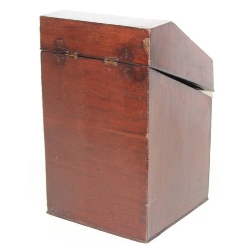 274 - An antique mahogany serpentine-fronted knife box with inlaid details, early 19th century, lacking in... 