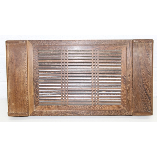 275 - Vintage wooden Chinese or Japanese tea tray with carved details, 70cm x 36cm x 9cm