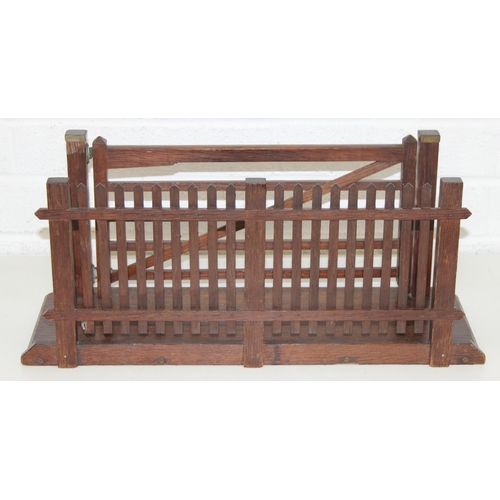 276 - Vintage wooden novelty magazine/paper rack formed as a farmgate with picket fence, 49cm x 18cm x 21c... 