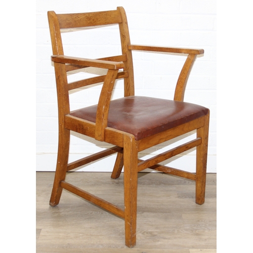 103 - An early or mid 20th century oak chair bearing military mark to underside and an antique mahogany pi... 