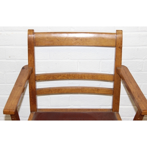 103 - An early or mid 20th century oak chair bearing military mark to underside and an antique mahogany pi... 