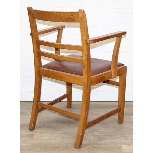 103 - An early or mid 20th century oak chair bearing military mark to underside and an antique mahogany pi... 