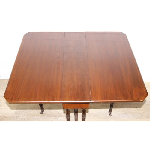 37 - A small antique mahogany wine table with tripod base and an antique mahogany Sutherland dropleaf tab... 