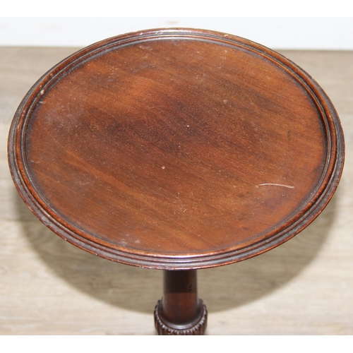 37 - A small antique mahogany wine table with tripod base and an antique mahogany Sutherland dropleaf tab... 