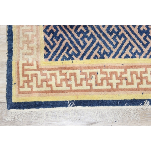 202 - Two antique style Ningxia (Ninghsia) Key-Fret designed rugs, the largest 193cm x 83cm [2]