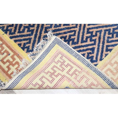 202 - Two antique style Ningxia (Ninghsia) Key-Fret designed rugs, the largest 193cm x 83cm [2]